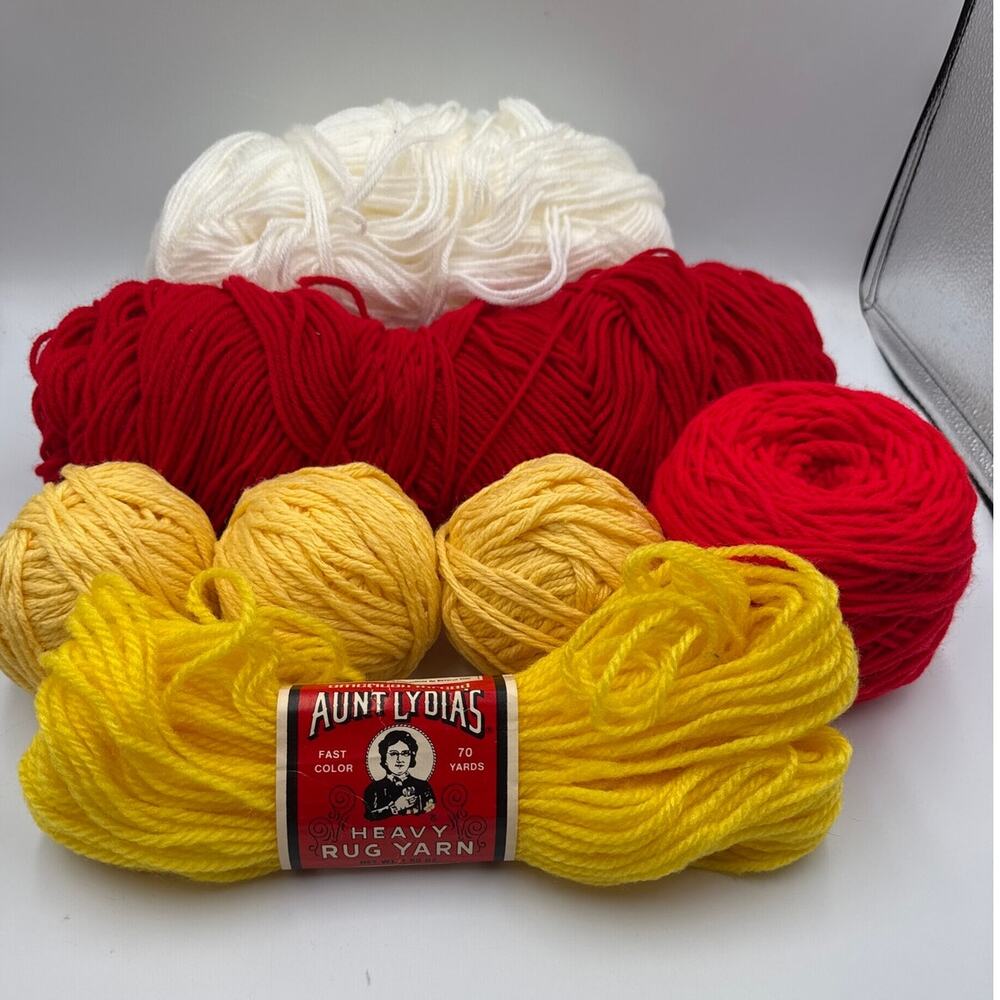 Yarn Lot 1Lb 13oz Pop Of Primary Color Red Yellow White Destach Crochet Crafts
